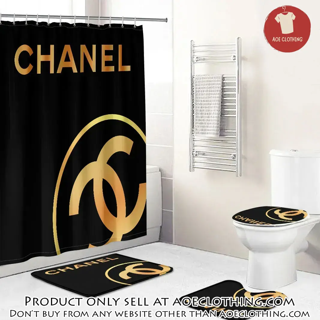 Chanel yellow fashion logo limited luxury brand black bathroom set home decor aoe0655286